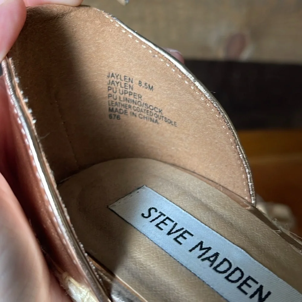 Steve Madden Rose Gold Platform Wedges Jaylen Sandals, Size 8.5